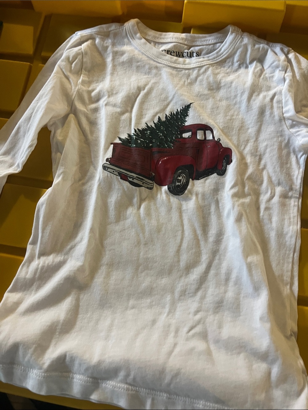 Crewcuts White Tee with Red Truck and Green Tree Graphic